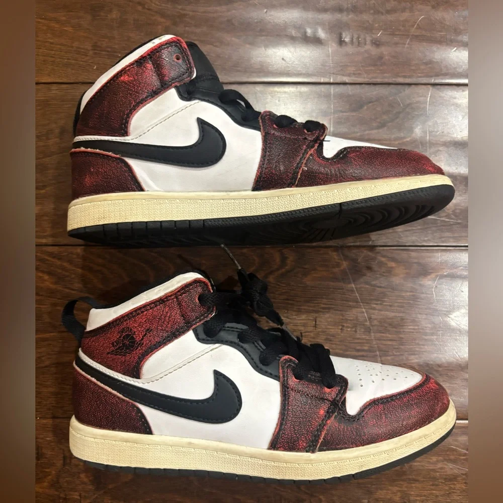 Nike High-Top Sneakers in White, Black & Red